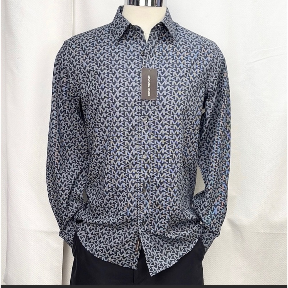 Michael Kors Mens Logo Button Down Shirt Size S